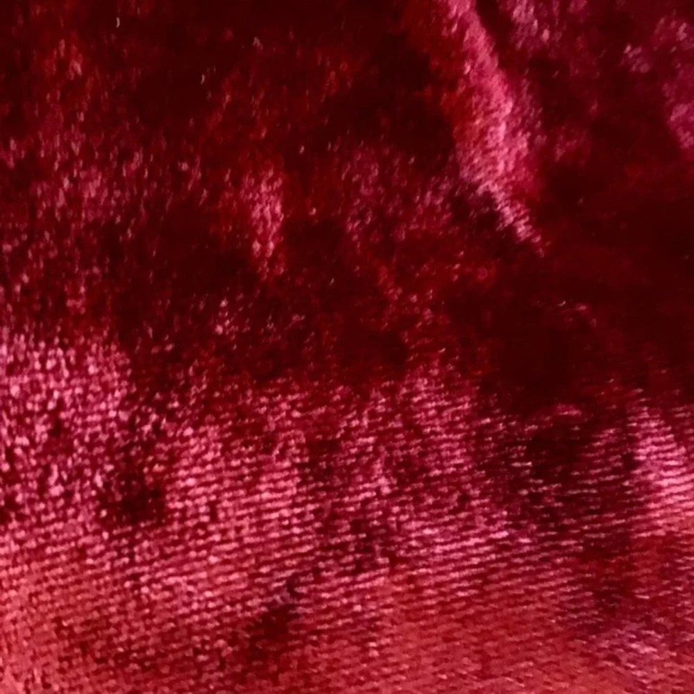 Lucky Brand Velour Top Red Women's Maroon Crushed Stretch Blouse  Size Medium - Picture 5 of 12